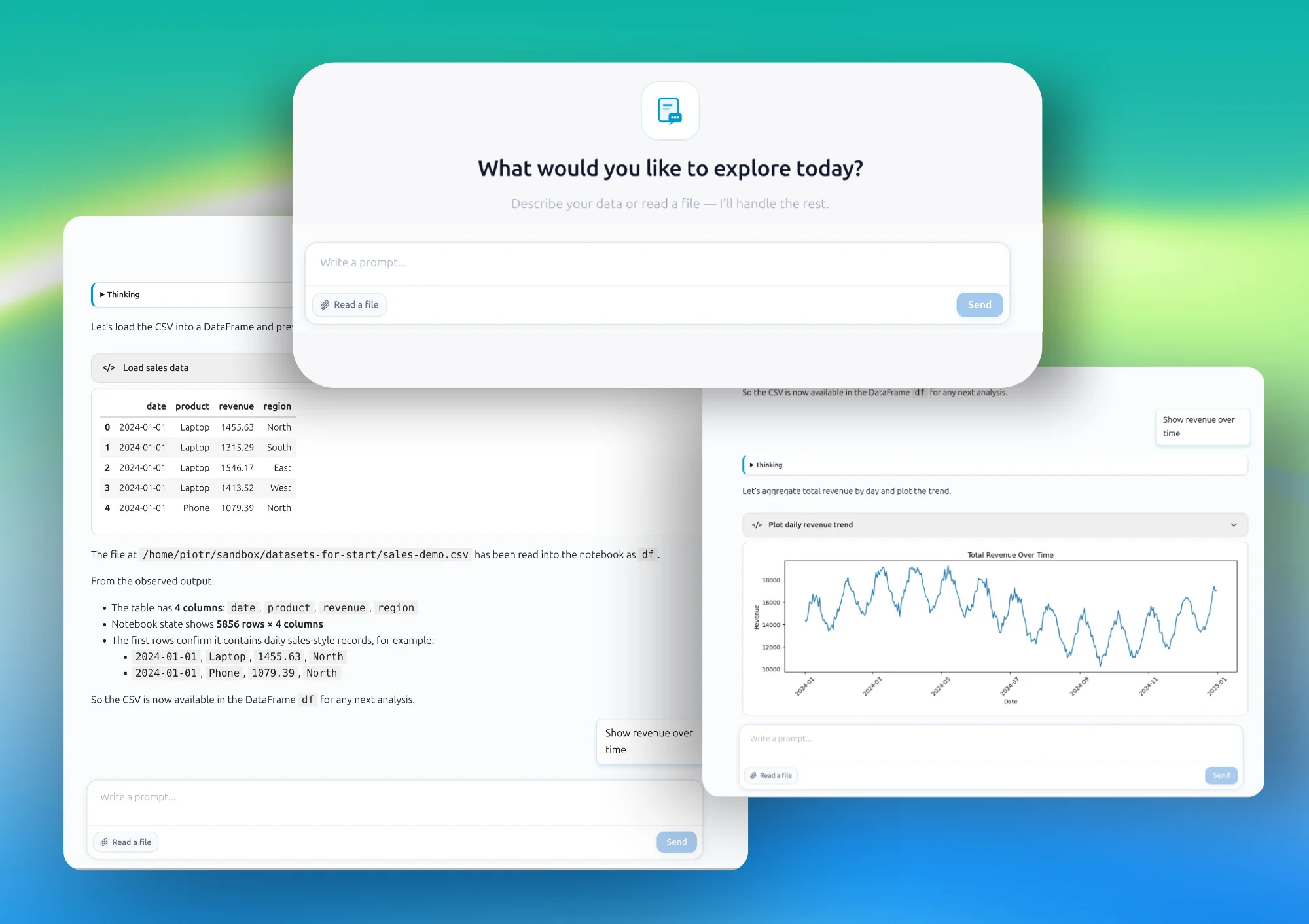 MLJAR Studio AI Data Analyst chat showing answers and chart output