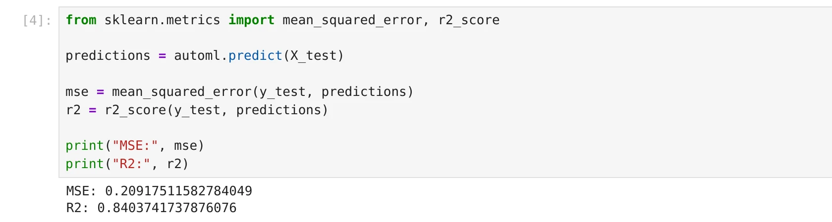 AutoML test score summary for house price regression